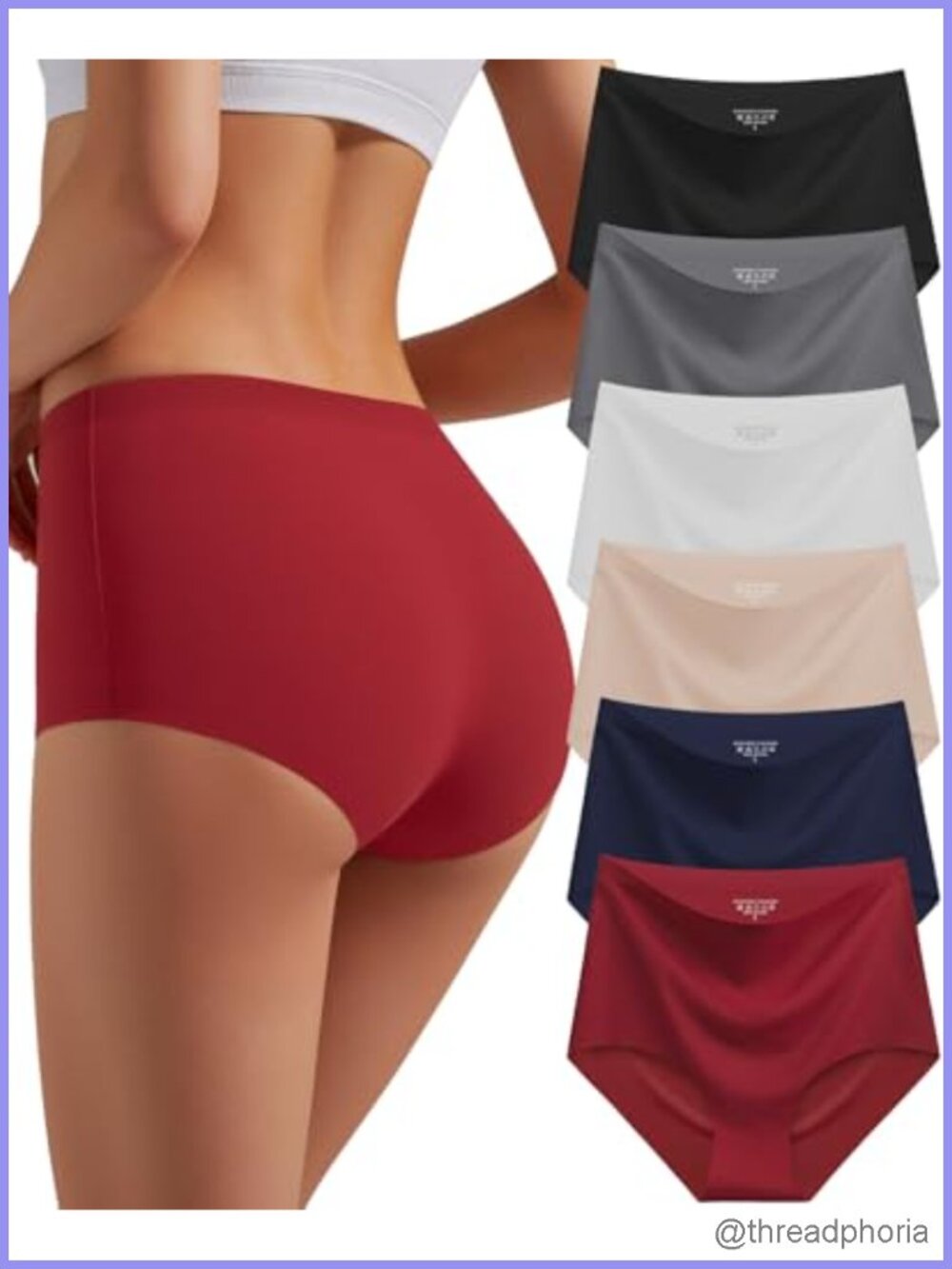 Seamless High Waisted Briefs No Show Underwear Women Panties 6 Pack